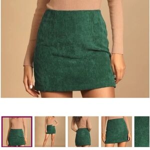 NWT Lulus High Class Emerald Green Corduroy Mini Skirt